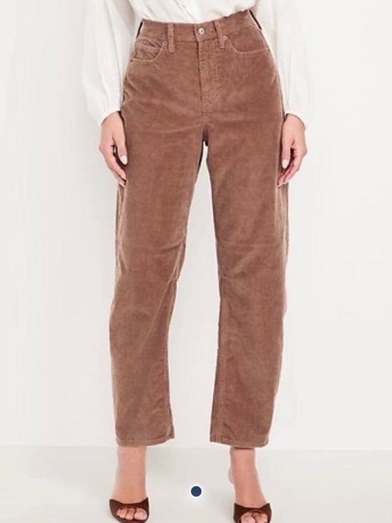 Old Navy Denim - Old Navy High-Rise Barrel Leg Corduroy Pants — Brown